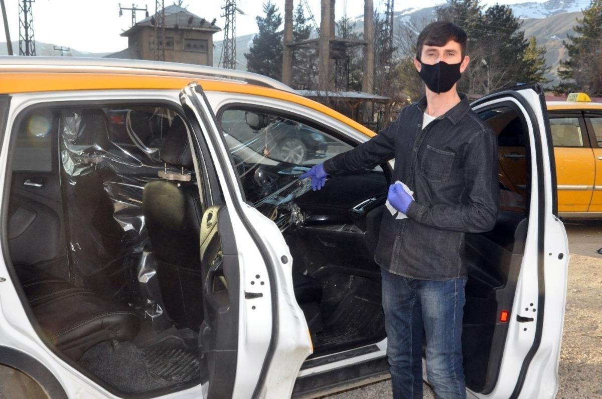 Y&uuml;ksekovalı taksiciden korona vir&uuml;se karşı brandalı tedbir