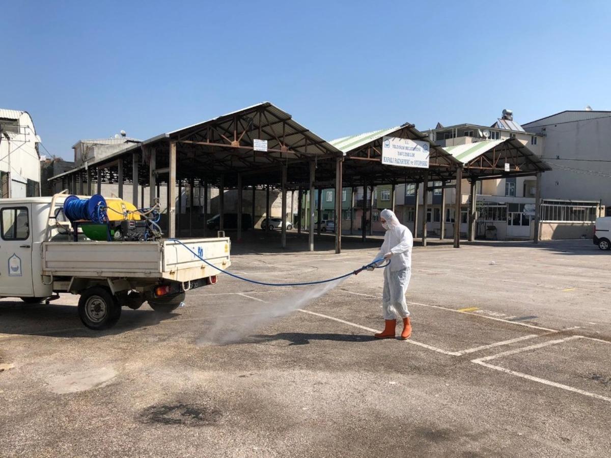 Yıldırım&rsquo;da temizlik ve dezenfekte &ccedil;alışmaları s&uuml;r&uuml;yor