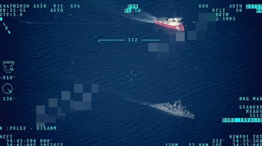 Barbaros fırkateyni İHA'larla g&ouml;r&uuml;nt&uuml;lendi! 