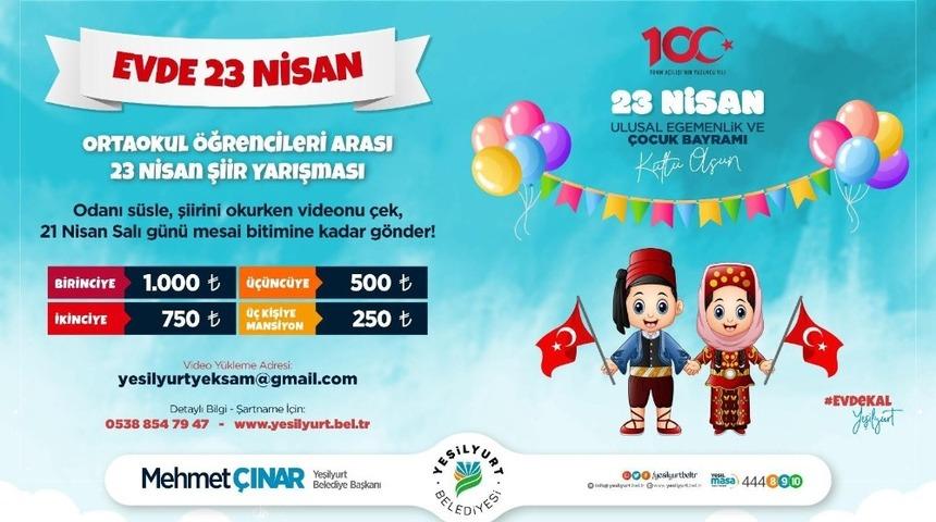 Evde 23 Nisan&rsquo; Şiir Yarışması d&uuml;zenlenecek