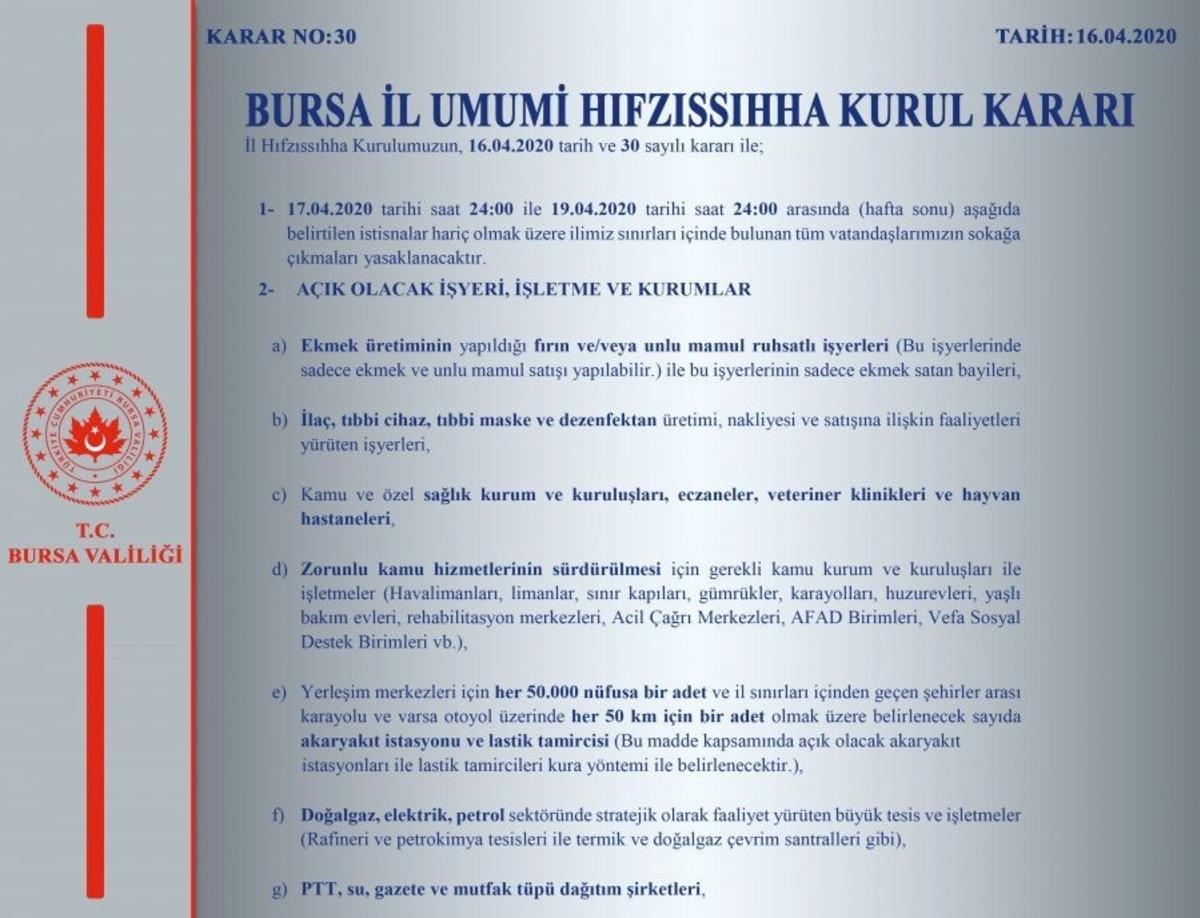 Bursa&rsquo;da sokağa &ccedil;ıkma yasağına ilişkin kararlar a&ccedil;ıklandı