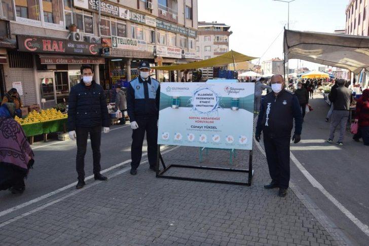 Süleymanpaşa Belediyesinden pazar girişlerine el dezenfekte ünitesi G1