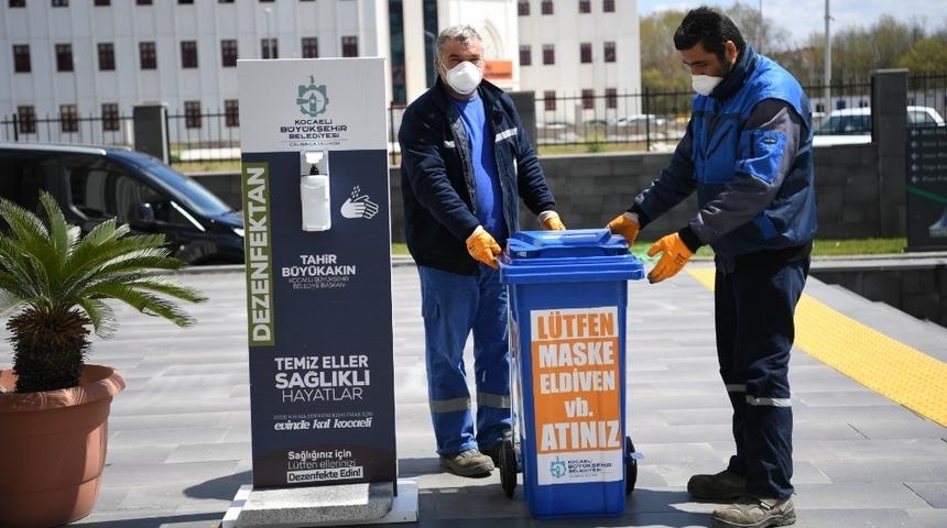 Kartepe&rsquo;de atık maske ve eldivenler i&ccedil;in &ouml;nlem