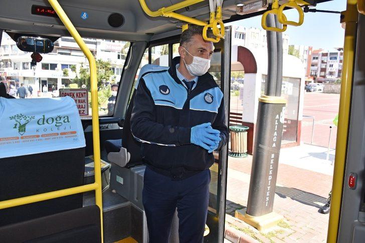 Aliağa’da toplu taşımalara güvenli mesafe denetimi G5