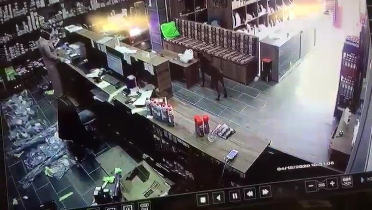 D&uuml;kkan sahibine k&ouml;pek şoku! Poğa&ccedil;a dolu poşeti masadan &ccedil;aldı