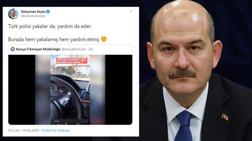 Bakan Soylu paylaştı: Türk polisi yakalar da, yardım da eder