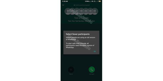 WhatsApp görüntülü görüşme sınırı