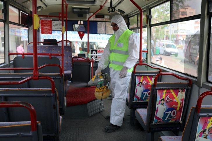 Manavgat’ta şehir içi dolmuşlarına dezenfekte G3