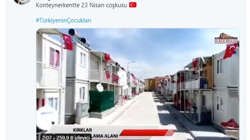 Bakan Soylu, konteyner kentlerdeki çocukların coşkulu 23 Nisan kutlamasını paylaştı