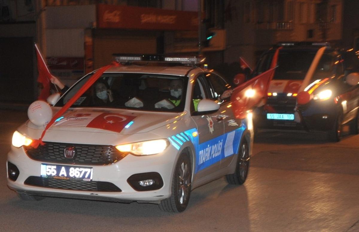 Bafra&rsquo;da g&uuml;venlik g&uuml;&ccedil;lerinden 23 Nisan konvoyu