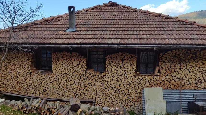 Evinin duvarlarını odunla çevirdi