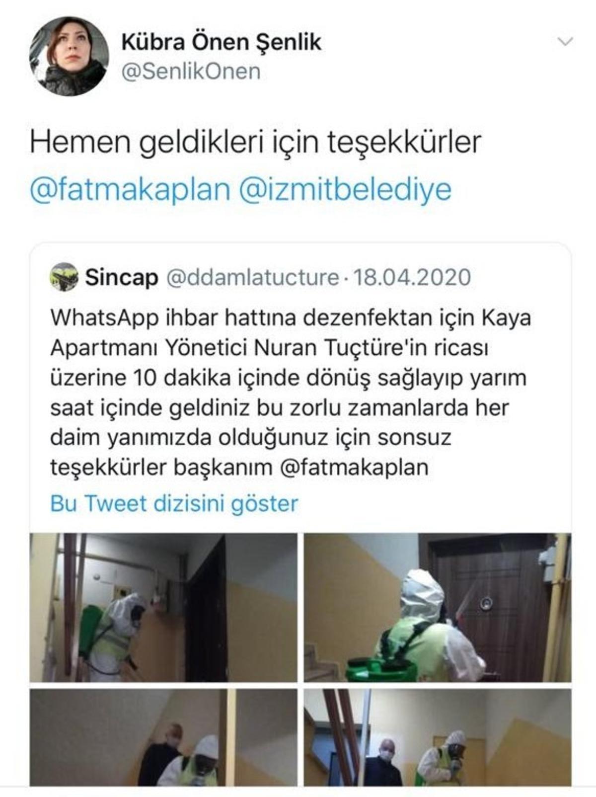 İzmit Belediyesi ekiplerinin vir&uuml;sle m&uuml;cadelesini fotoğraflayarak teşekk&uuml;r etti