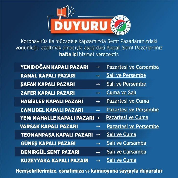 Kepez’de pazarlar hafta içine taşındı G5