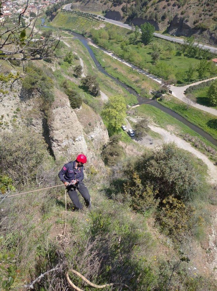 Mahsur kalan keçiyi itfaiye kurtardı G4