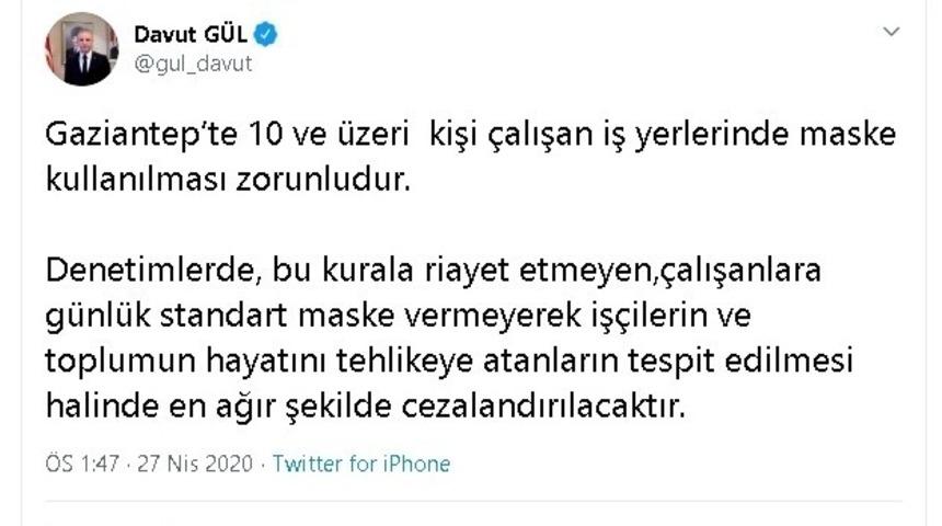 Gaziantep&rsquo;te maske zorunluluğu