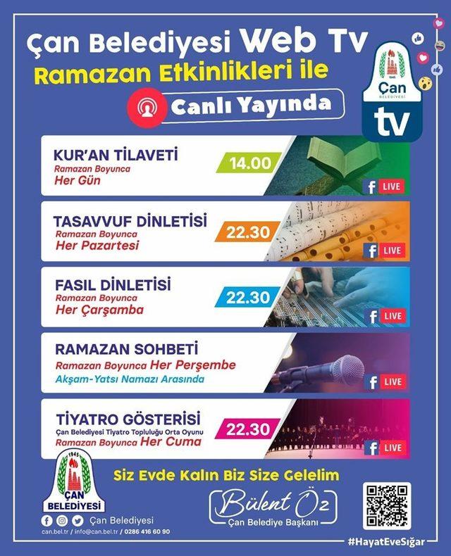 Çan Belediyesi ramazan etkinliklerini korona virüs nedeniyle  web tv den yayınlayacak