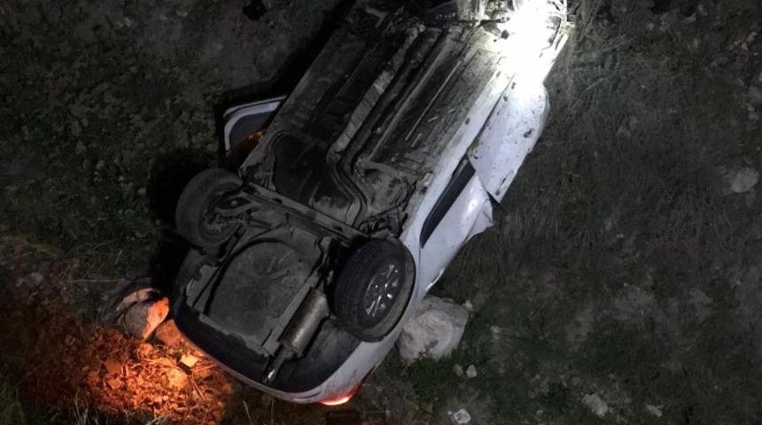 Karşı şeride geçip takla attı: 1 Yaralı