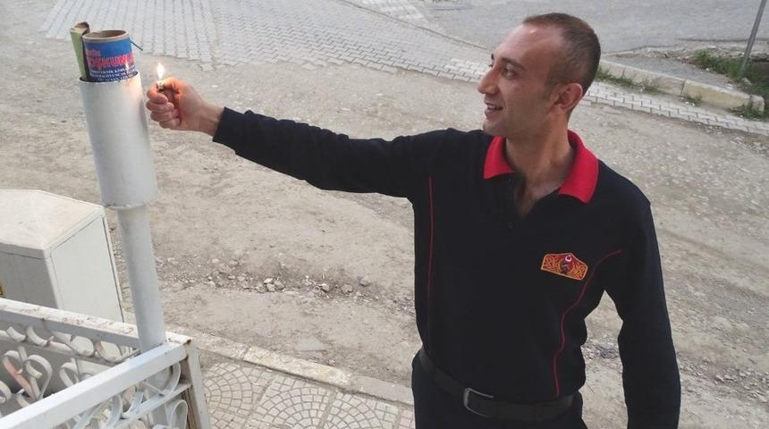 Hisarcık&rsquo;ta Ramazan topu yerine ses bombası