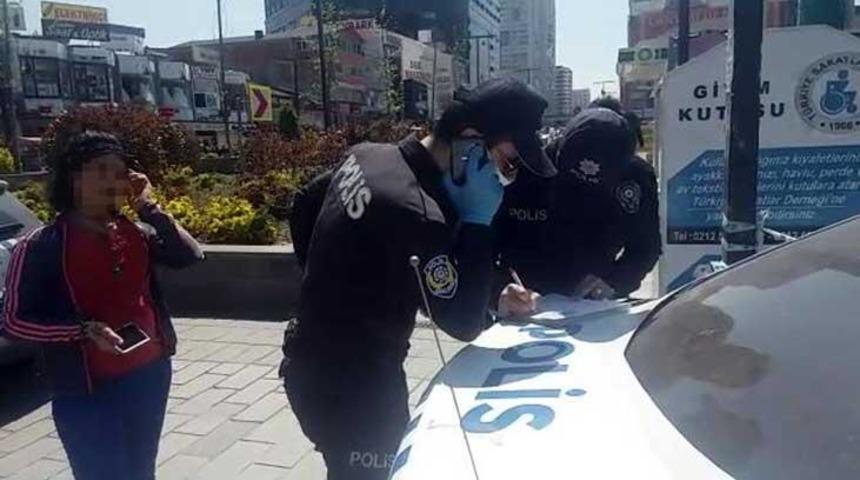 Meydanda maskesiz dolaşan kadına 3 bin 150 TL ceza
