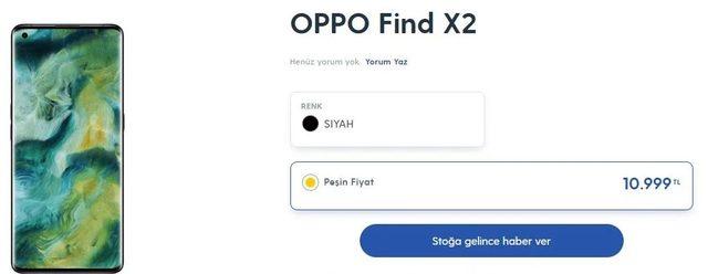 oppo find x2 türkiye fiyatı