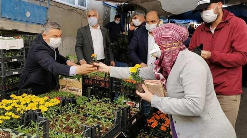 Başkan Şayir, vatandaşlara çiçek tohumu dağıttı