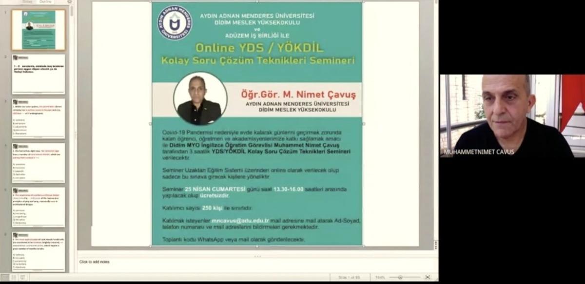 YDS / Y&Ouml;KDİL online kolay soru &ccedil;&ouml;z&uuml;m teknikleri semineri ger&ccedil;ekleştirildi
