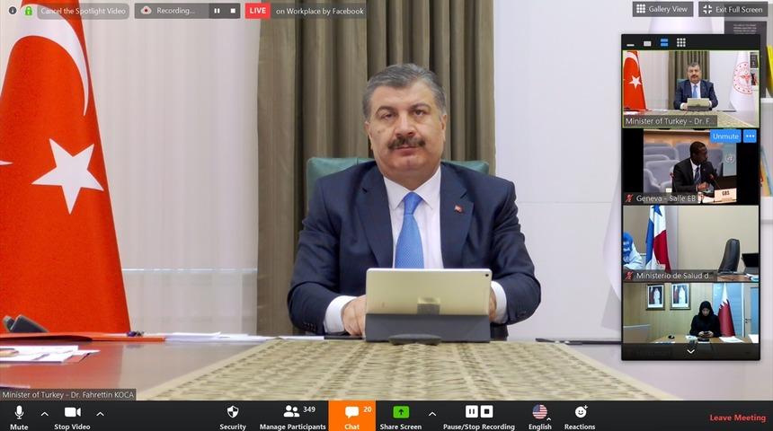 Bakan Koca, T&uuml;rkiye'nin koronavir&uuml;s m&uuml;cadelesini DS&Ouml;'ye anlattı