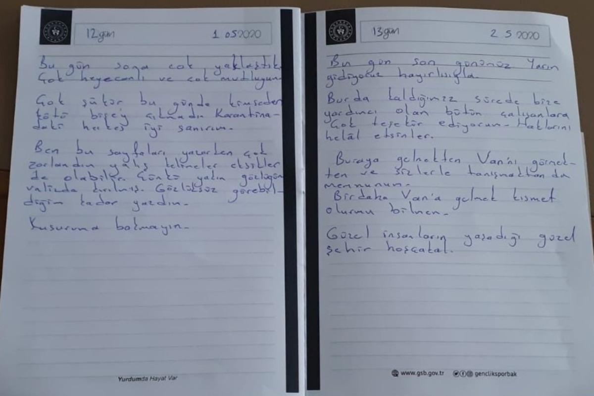 Karantina yurtlarında kalanlardan teşekk&uuml;r mektubu