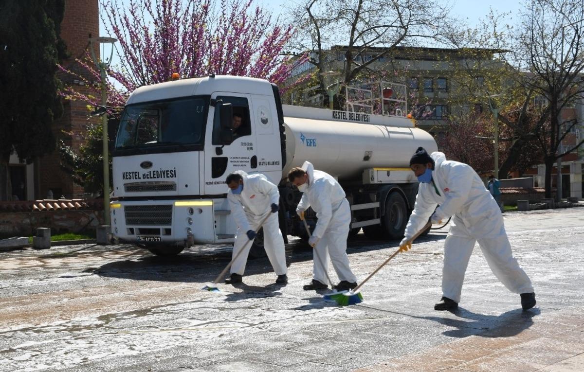 Kestel&rsquo;de dezenfekte &ccedil;alışmaları aralıksız s&uuml;r&uuml;yor