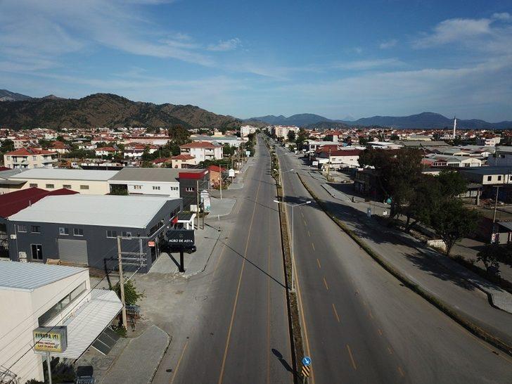 Ortaca’da sokağa çıkma kısıtlaması drone ile havadan görüntülendi G3