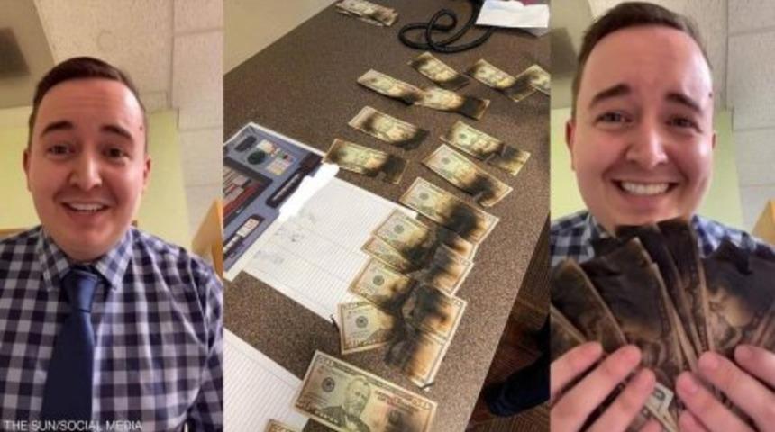 Temizlemek isterken parasını mikrodalgada yaktı