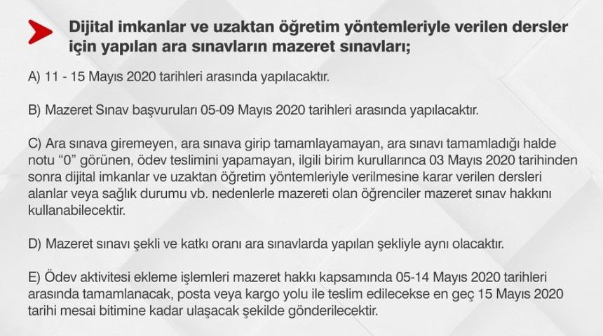 BE&Uuml;&rsquo;den uzaktan eğitimle mazeret sınavı duyurusu