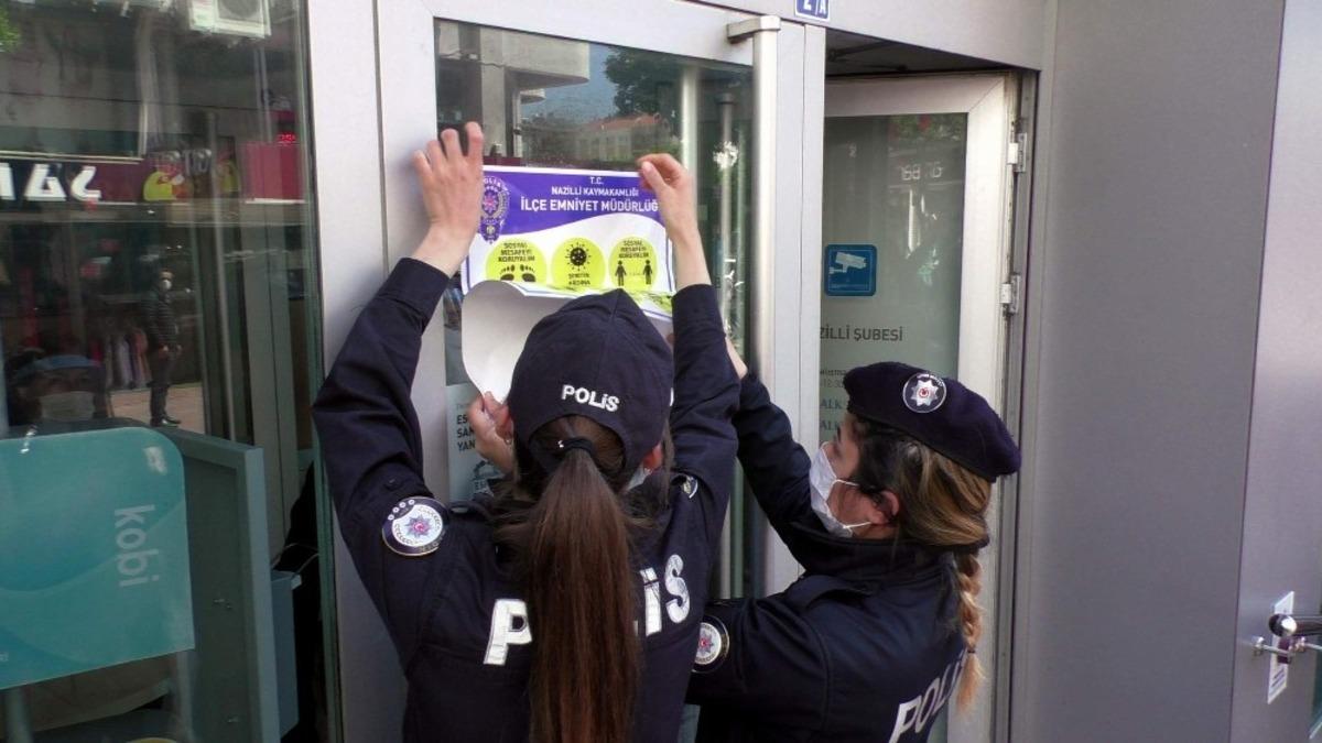 Nazilli polisi sosyal mesafeye dikkat &ccedil;ekti