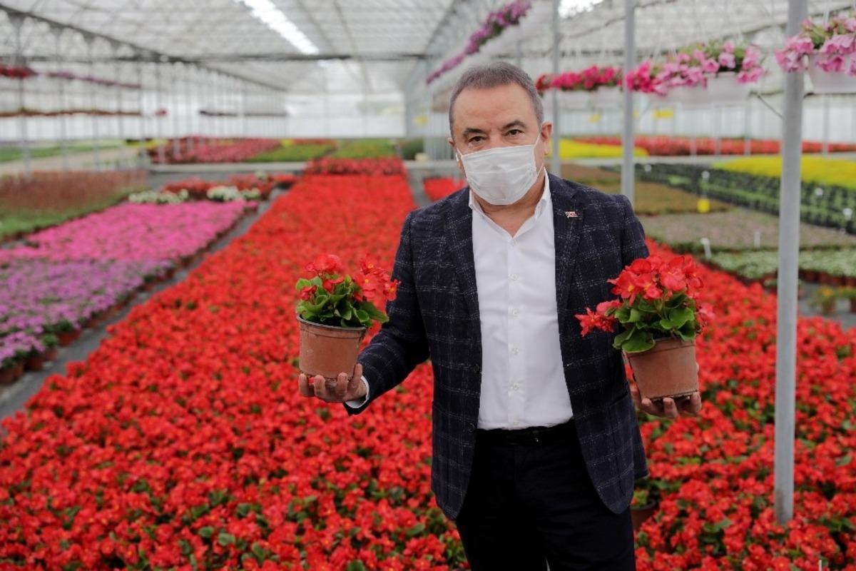 Başkan B&ouml;cek &ccedil;i&ccedil;ek &uuml;reticisinin yanında
