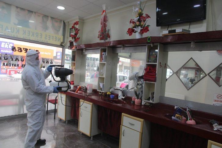 Berber ve kuaförler dezenfekte edildi G3