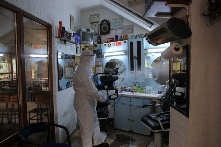 Berber ve kuaförler dezenfekte edildi G4