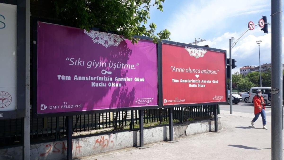 İzmit&rsquo;te anneler g&uuml;n&uuml;ne &ouml;zel afişler caddeleri s&uuml;sledi
