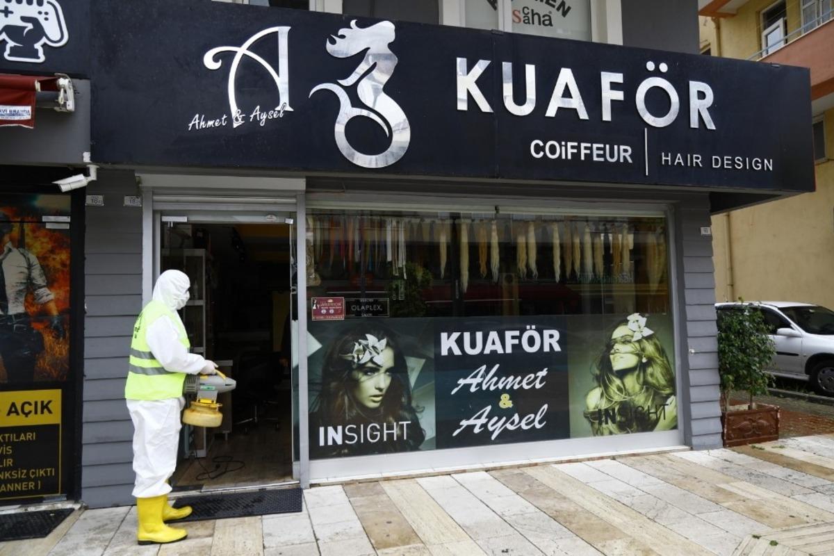 Manavgat&rsquo;ta kuaf&ouml;r, berber ve g&uuml;zellik salonlarına dezenfekte