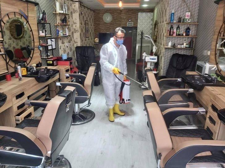 Berber ve kuaförler, dezenfekte ediliyor G1