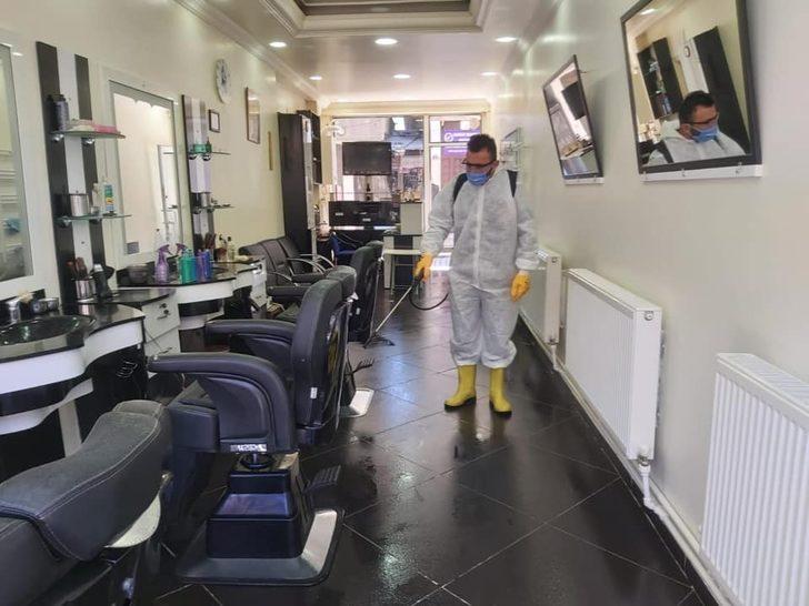 Berber ve kuaförler, dezenfekte ediliyor G3