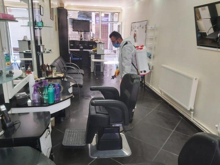 Berber ve kuaförler, dezenfekte ediliyor G5