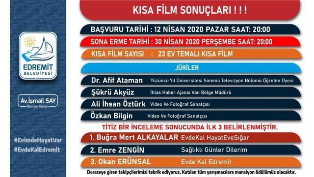 Edremit’te ‘Evimde Hayat Var 1. Kısa Film Yarışması’ sonuçlandı