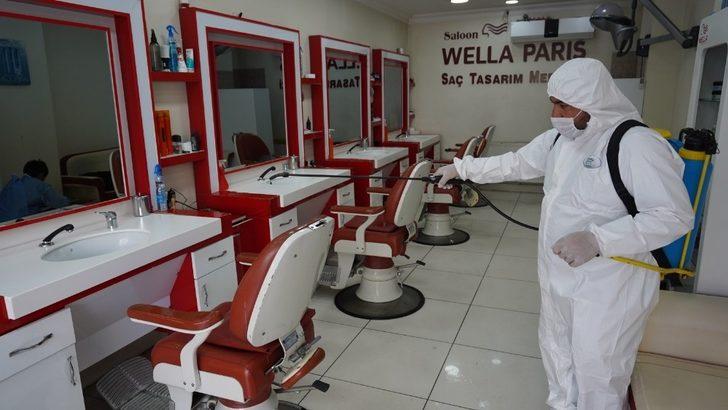 Berber ve kuaförler dezenfekte edildi G1