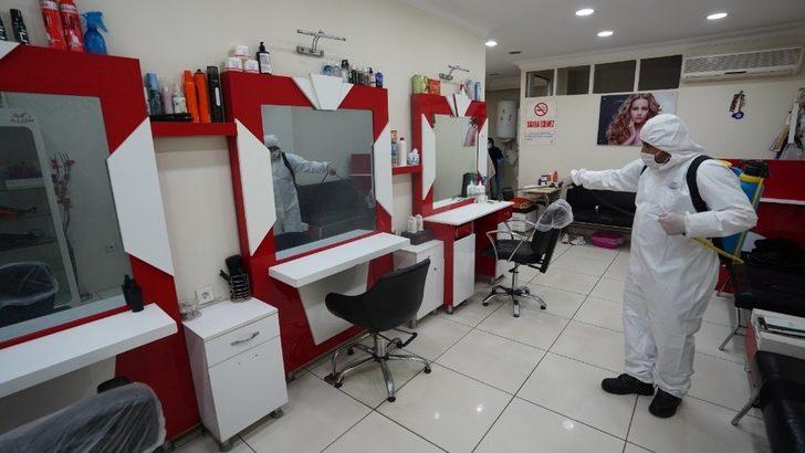 Berber ve kuaförler dezenfekte edildi G3