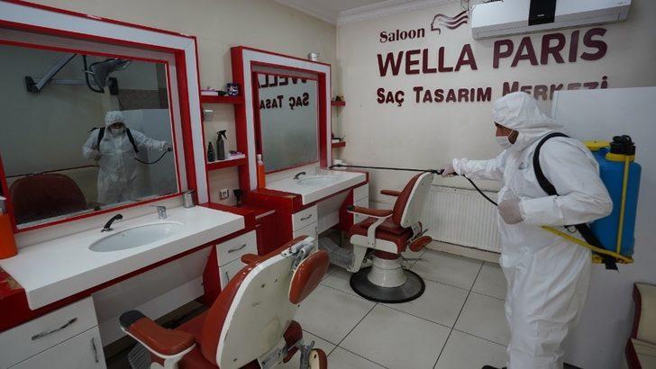 Berber ve kuaförler dezenfekte edildi G4