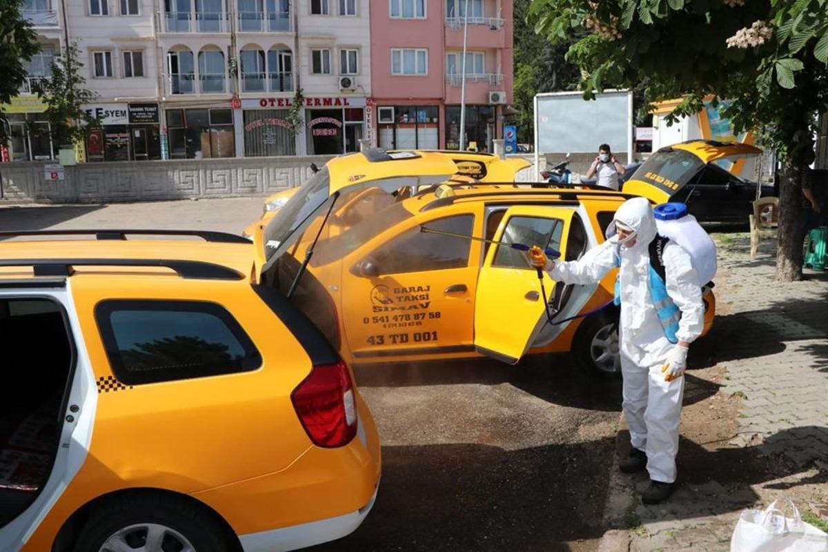 Taksicilere dezenfekte desteği