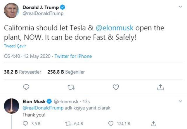 Donald Trump Elon Musk tweet