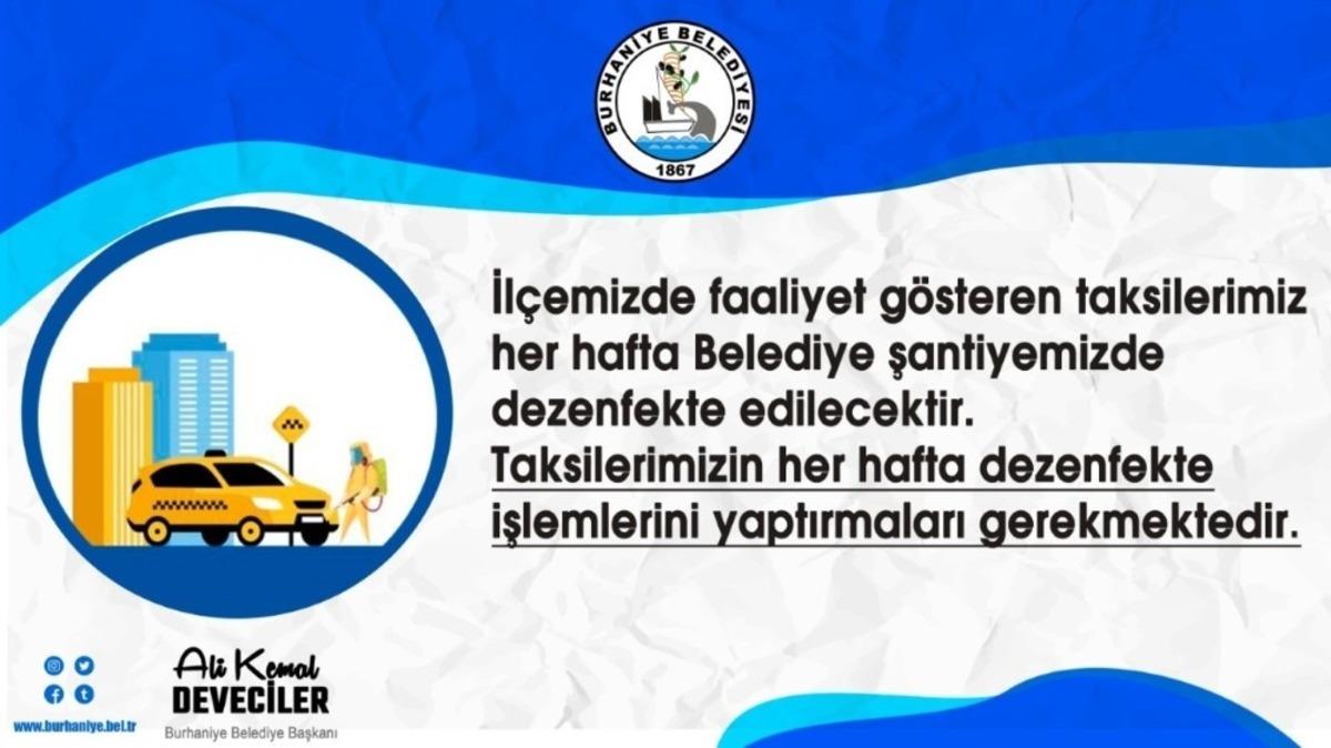 Burhaniye&rsquo;de taksiler dezenfekte edildi