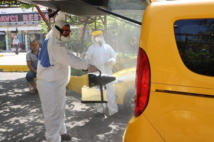 Taksi ve taksi durakları dezenfekte edildi G2