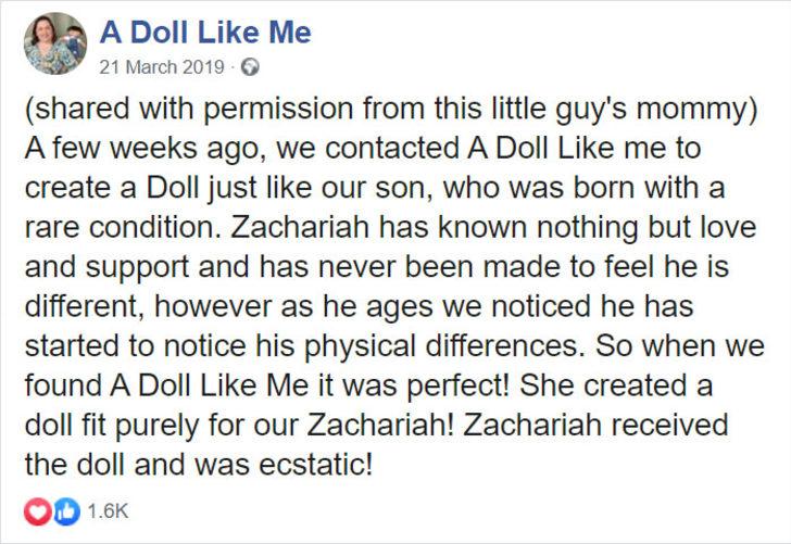 Bedensel engelli çocuklar için onlara benzeyen bebekler yapan kadının kalpleri ısıtan hikayesi G3